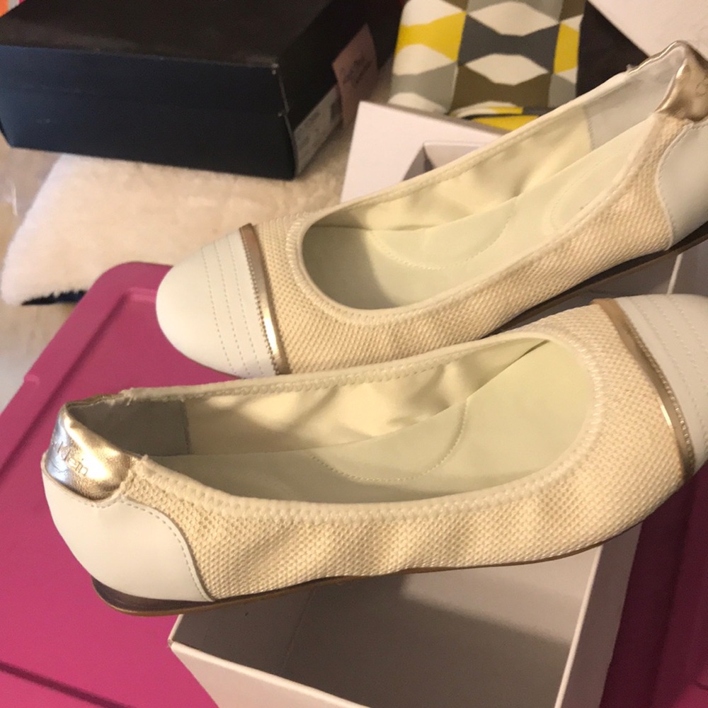 White/cream Calvin Klein flats